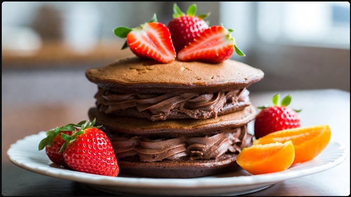 ホットケーキを積み重ねて作った、絵本の世界観を再現した手作りのチョコレートケーキ