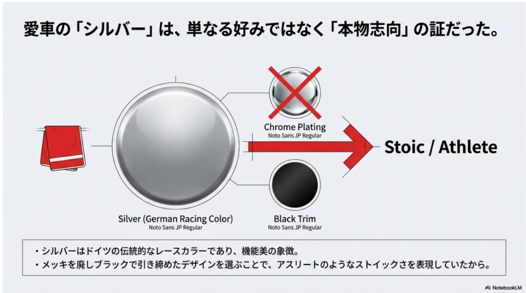 ドイツの伝統的なレースカラーであるシルバーを選んだアントニオ猪木さんの本物志向の解説