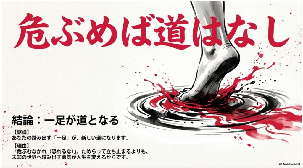 危ぶむなかれ。踏み出す一足が新しい道になることを象徴するビジュアル画像