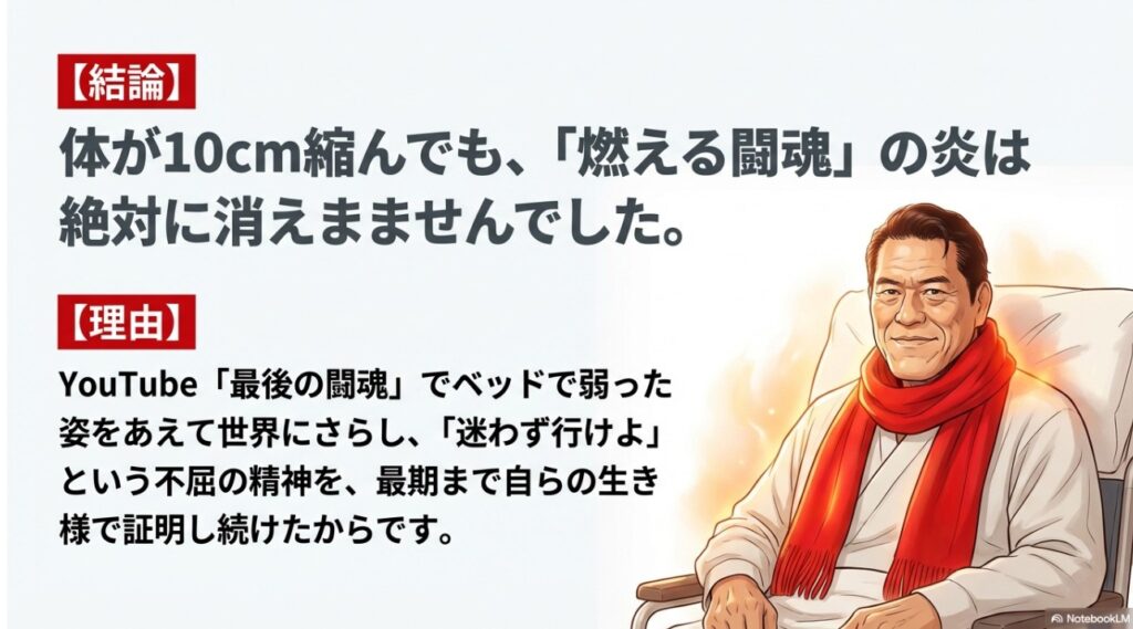 YouTube「最後の闘魂」で病床から不屈の精神を証明し続けたアントニオ猪木さんのポートレート